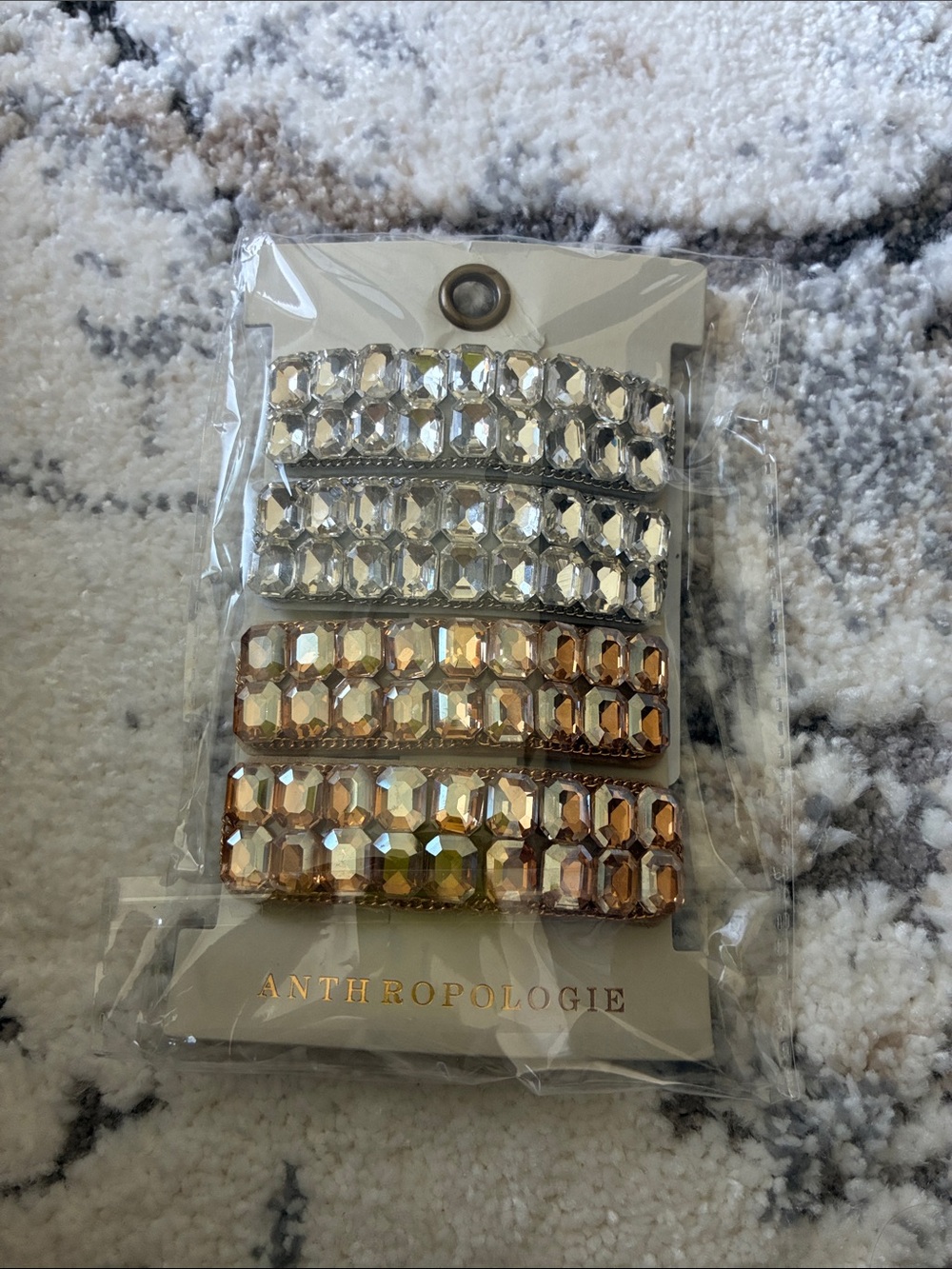 Brand New - Anthropologie Crystal-Embellished Bracelet Set - Silver & Gold